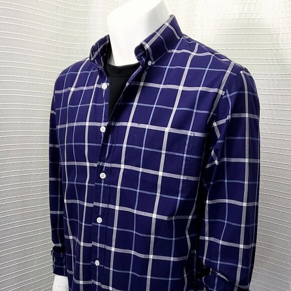 Thomas Mason For J.Crew Blue Plaid Casual Dress Shirt Slim Fit Men's L - Picture 3 of 13